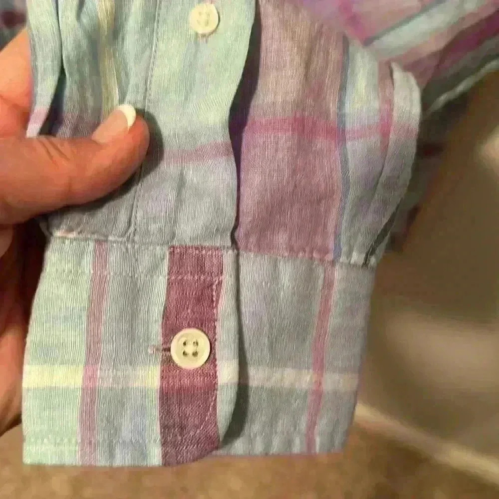 NWT Vineyard Vines 100% Linen Long Sleeve Button Down Plaid Shirt Men’s Size XS - Picture 5 of 13